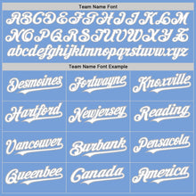 Load image into Gallery viewer, Custom Light Blue Gray Pinstripe White Two-Button Unisex Softball Jersey