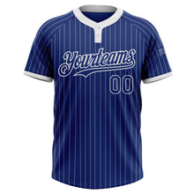 Load image into Gallery viewer, Custom Royal White Pinstripe White Two-Button Unisex Softball Jersey