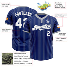 Load image into Gallery viewer, Custom Royal Gray Pinstripe White Two-Button Unisex Softball Jersey