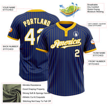 Load image into Gallery viewer, Custom Royal Yellow Pinstripe White Two-Button Unisex Softball Jersey
