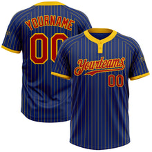 Load image into Gallery viewer, Custom Royal Yellow Pinstripe Red Two-Button Unisex Softball Jersey