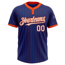 Load image into Gallery viewer, Custom Royal Orange Pinstripe White Two-Button Unisex Softball Jersey