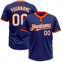 Load image into Gallery viewer, Custom Royal Orange Pinstripe White Two-Button Unisex Softball Jersey