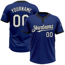 Load image into Gallery viewer, Custom Royal Black Pinstripe White Two-Button Unisex Softball Jersey