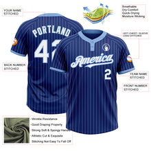 Load image into Gallery viewer, Custom Royal Light Blue Pinstripe White Two-Button Unisex Softball Jersey