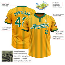 Load image into Gallery viewer, Custom Gold Kelly Green Pinstripe White Two-Button Unisex Softball Jersey