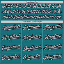 Load image into Gallery viewer, Custom Teal Black Pinstripe Gray Two-Button Unisex Softball Jersey