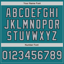 Load image into Gallery viewer, Custom Teal Black Pinstripe Gray Two-Button Unisex Softball Jersey