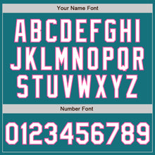 Load image into Gallery viewer, Custom Teal Pink Pinstripe White Two-Button Unisex Softball Jersey