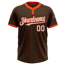 Load image into Gallery viewer, Custom Brown Orange Pinstripe White Two-Button Unisex Softball Jersey