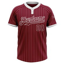 Load image into Gallery viewer, Custom Crimson White Pinstripe White Two-Button Unisex Softball Jersey