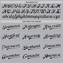 Load image into Gallery viewer, Custom Gray Black Pinstripe White Two-Button Unisex Softball Jersey