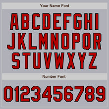 Load image into Gallery viewer, Custom Gray Black Pinstripe Red Two-Button Unisex Softball Jersey