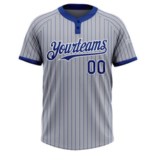 Load image into Gallery viewer, Custom Gray Royal Pinstripe White Two-Button Unisex Softball Jersey