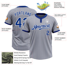 Load image into Gallery viewer, Custom Gray Royal Pinstripe White Two-Button Unisex Softball Jersey