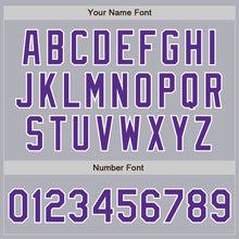 Load image into Gallery viewer, Custom Gray Purple Pinstripe White Two-Button Unisex Softball Jersey