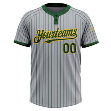 Load image into Gallery viewer, Custom Gray Green Pinstripe Gold Two-Button Unisex Softball Jersey