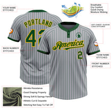 Load image into Gallery viewer, Custom Gray Green Pinstripe Gold Two-Button Unisex Softball Jersey