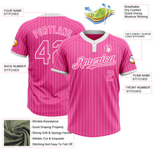Load image into Gallery viewer, Custom Pink White Pinstripe White Two-Button Unisex Softball Jersey