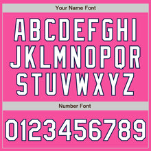 Load image into Gallery viewer, Custom Pink Navy Pinstripe White Two-Button Unisex Softball Jersey