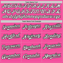 Load image into Gallery viewer, Custom Pink Black Pinstripe White Two-Button Unisex Softball Jersey