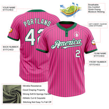 Load image into Gallery viewer, Custom Pink Kelly Green Pinstripe White Two-Button Unisex Softball Jersey