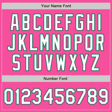 Load image into Gallery viewer, Custom Pink Kelly Green Pinstripe White Two-Button Unisex Softball Jersey