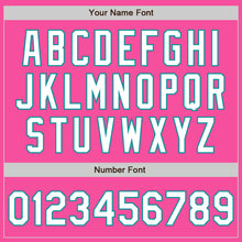 Load image into Gallery viewer, Custom Pink Teal Pinstripe White Two-Button Unisex Softball Jersey