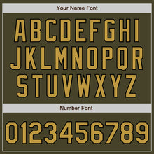 Load image into Gallery viewer, Custom Olive Black Pinstripe Old Gold Salute To Service Two-Button Unisex Softball Jersey