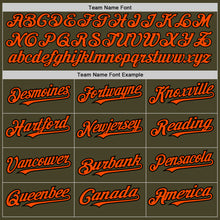 Load image into Gallery viewer, Custom Olive Black Pinstripe Orange Salute To Service Two-Button Unisex Softball Jersey