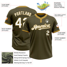 Load image into Gallery viewer, Custom Olive Old Gold Pinstripe White Salute To Service Two-Button Unisex Softball Jersey