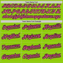 Load image into Gallery viewer, Custom Neon Green Black Pinstripe Pink Two-Button Unisex Softball Jersey