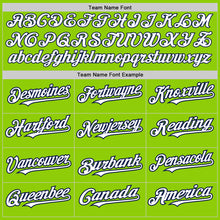 Load image into Gallery viewer, Custom Neon Green Navy Pinstripe White Two-Button Unisex Softball Jersey