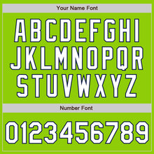 Load image into Gallery viewer, Custom Neon Green Navy Pinstripe White Two-Button Unisex Softball Jersey