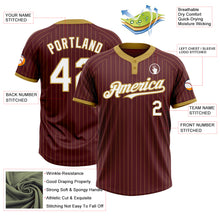 Load image into Gallery viewer, Custom Burgundy Old Gold Pinstripe White Two-Button Unisex Softball Jersey