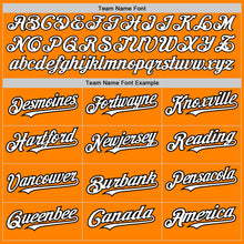 Load image into Gallery viewer, Custom Bay Orange Black Pinstripe White Two-Button Unisex Softball Jersey