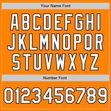 Load image into Gallery viewer, Custom Bay Orange Black Pinstripe White Two-Button Unisex Softball Jersey