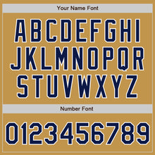 Load image into Gallery viewer, Custom Old Gold Navy Pinstripe White Two-Button Unisex Softball Jersey