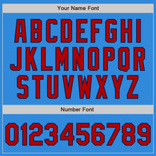 Load image into Gallery viewer, Custom Electric Blue Navy Pinstripe Red Two-Button Unisex Softball Jersey