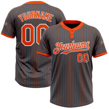 Load image into Gallery viewer, Custom Steel Gray Orange Pinstripe White Two-Button Unisex Softball Jersey