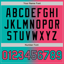 Load image into Gallery viewer, Custom Aqua Neon Pink-Black Gradient Fashion Two-Button Unisex Softball Jersey