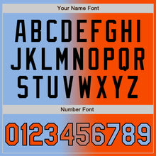 Load image into Gallery viewer, Custom Light Blue Orange-Black Gradient Fashion Two-Button Unisex Softball Jersey