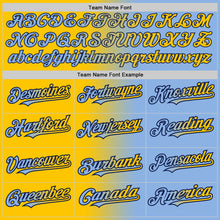 Load image into Gallery viewer, Custom Light Blue Yellow-Navy Gradient Fashion Two-Button Unisex Softball Jersey