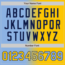 Load image into Gallery viewer, Custom Light Blue Yellow-Navy Gradient Fashion Two-Button Unisex Softball Jersey