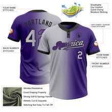 Load image into Gallery viewer, Custom Purple Gray-Black Gradient Fashion Two-Button Unisex Softball Jersey