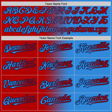 Load image into Gallery viewer, Custom Electric Blue Red-Navy Gradient Fashion Two-Button Unisex Softball Jersey