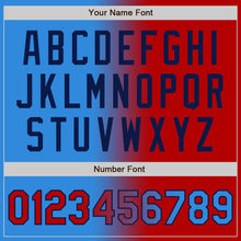 Load image into Gallery viewer, Custom Electric Blue Red-Navy Gradient Fashion Two-Button Unisex Softball Jersey