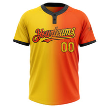 Load image into Gallery viewer, Custom Orange Yellow-Black Gradient Fashion Two-Button Unisex Softball Jersey