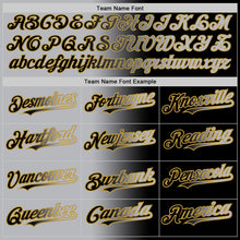 Load image into Gallery viewer, Custom Black Gray-Old Gold Gradient Fashion Two-Button Unisex Softball Jersey