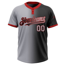 Load image into Gallery viewer, Custom Black Gray-Red Gradient Fashion Two-Button Unisex Softball Jersey